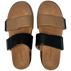 Vionic Slide Sandals Womens Size 7 Brandie Leather Slide Platform Sandal